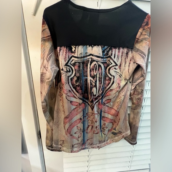 Harley Davidson Women's Eagle Shield Allover Print Long Sleeve Top-Size Med - Picture 8 of 8